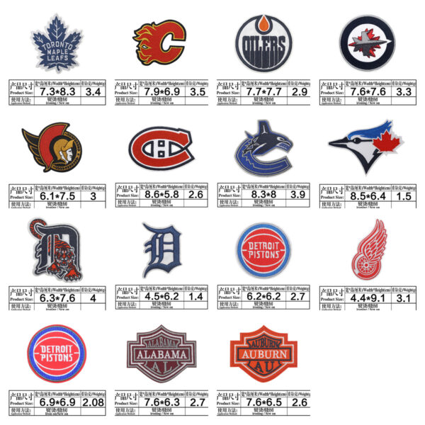 oly-d88bf97063b322de9c994ae626f696c3 Wholesale embroidered basketball team computer embroidered stickers clothing bag decorative stickers shoes and hats patch maple leaf letter stickers