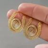 Wholesale Three-dimensional Geometric Earrings For Women In Copper With KC Golden Water Plating And 0.03µm Thickness