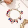 Wholesale American Independence Day Alloy Bracelet Red Blue White Pendant Flag Alloy Accessories Pendant Length 19 5cm Tail Chain