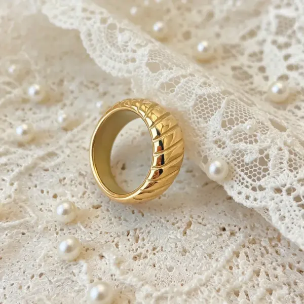 Wholesale Unisex Geometric Rings In 316 Stainless Steel With 18K Real Gold Plated PVD Coated Hypoallergenic Finish