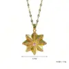 Wholesale Starburst Necklace For Women, Golden Plated 304 Stainless Steel With Zircon Inlay And Cable Chain