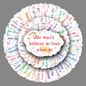 Wholesale 50 inspirational English short sentences graffiti personality cross-border text decoration DIY cup luggage sticker waterproof
