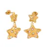Wholesale 304 Stainless Steel Pentagram PVD Coated Rhinestones 18K Gold Plated Real Gold Plated Luxurious Waterproof Non Tarnish Plating Inlay Earrings