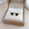 Wholesale PVD Coated Real Gold Plated Butterfly Titanium Steel Sweet Waterproof Non Tarnish Ear Studs