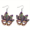oly-d8da7cef0594cb3d39e71d5426e66060 Wholesale carnival color jewelry exaggerated mask hollow wooden personality trend earrings