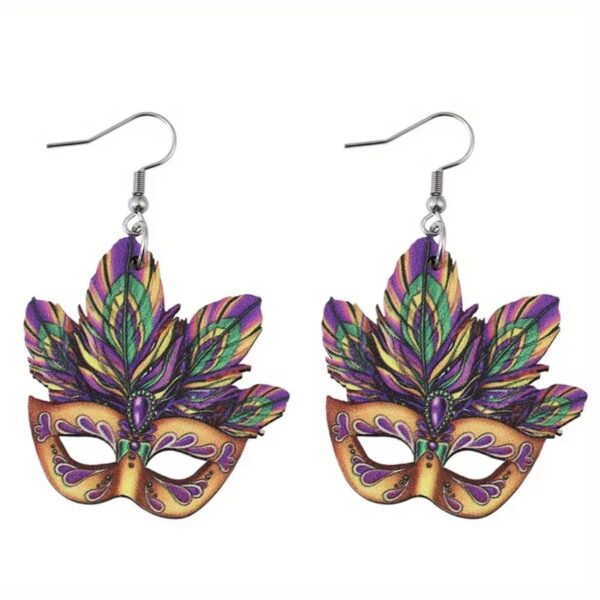 oly-d8da7cef0594cb3d39e71d5426e66060 Wholesale carnival color jewelry exaggerated mask hollow wooden personality trend earrings