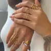 Wholesale PVD Coated Real Gold Plated 18K Gold Geometric 304 Stainless Steel Simple Style Waterproof Non Tarnish Rings