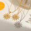 Wholesale Jewelry Retro Classic Style Sun 304 Stainless Steel Plating Pendant Necklace Cable Chain
