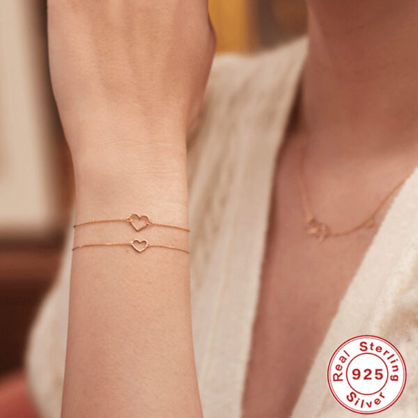Wholesale Silver Solo Diamond Heart Bracelet with Diamond Accessories - Luxury Bracelet