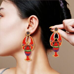 oly-d9005d578cf56fd199aaabaa35e859c6 Wholesale European and American Cross-Border Design Lobster Rice Bead Earrings Accessible Luxury High-End Autumn and Winter Fashion Elegant Carnival Earrings for Women