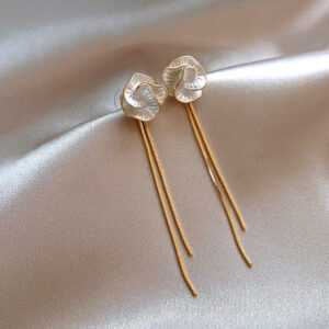 Camellia tassel stud earrings