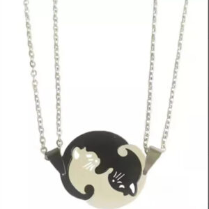Black and white round cat stainless steel o-chain 45 5cm