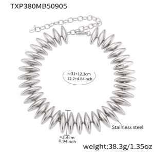 Txp380-steel color necklace 31+12.5cm