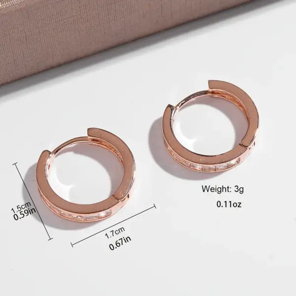 Wholesale Three-dimensional Geometric Hoop Earrings For Women In Copper With KC Golden Plated UV Plating And Zircon Inlay