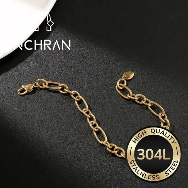 Wholesale Oval Waterproof Non Tarnish Bracelets For Women In 304 Stainless Steel With 18K Real Gold Plated PVD Coated Cuban Link Chain