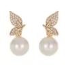 Wholesale Elephant Stud Earrings With Tassel Craft, Electroplated Copper And Zircon Inlay, Featuring 925 Sterling Silver Ear Pins