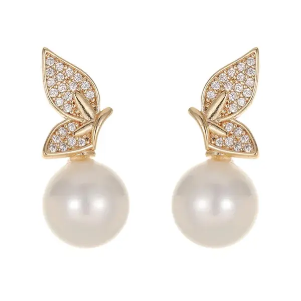 Wholesale Elephant Stud Earrings With Tassel Craft, Electroplated Copper And Zircon Inlay, Featuring 925 Sterling Silver Ear Pins