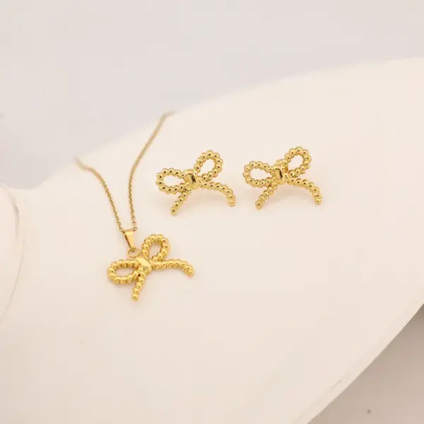 Wholesale Waterproof Non Tarnish Bow Tie Stud Earrings For Women In 18K Real Gold Plated 304 Stainless Steel With 0.03µm Water Plating