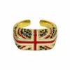 oly-d95ba3005796485a5fd430bf293a49a8 Wholesale Vintage Checkered Enamel Zircon British Flag Open Ring Stackable Ring Women's Street Fashion Jewelry
