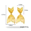 Wholesale PVD Coated Flower Ginkgo Leaf Fish Tail 304 Stainless Steel Simple Style Waterproof Non Tarnish Drop Earrings