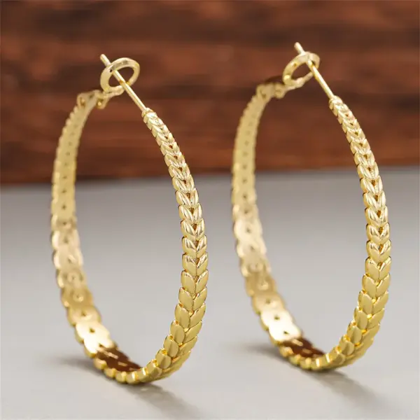Wholesale Three-dimensional Geometric Earrings For Women In Copper With KC Golden Water Plating And 0.03µm Thick Coating