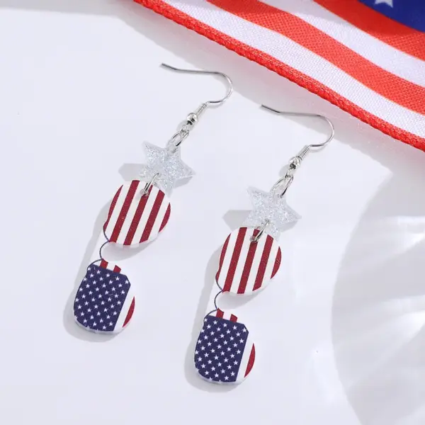 Wholesale Retro White Acrylic Star Drop Earrings For Women With 304 Stainless Steel Ear Pins Featuring Print Design