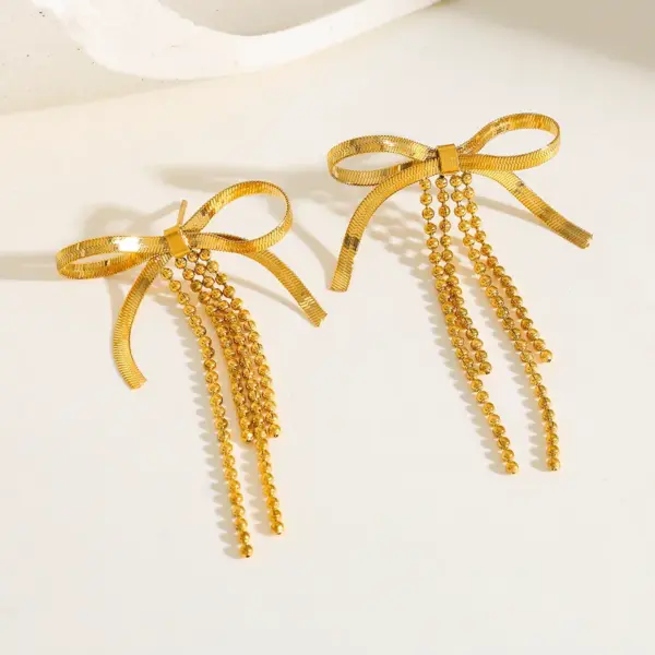 Wholesale PVD Coated 18K Gold Plated Bow Knot Stainless Steel Simple Style Classic Style Waterproof Non Tarnish 304 Stainless Steel Necklace
