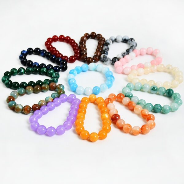 Wholesale Style Color Imitation Jade Beaded Bracelet for Women, Versatile Niche Hand Jewelry Wholesale Non-Fading Cultural Toy Bracelet
