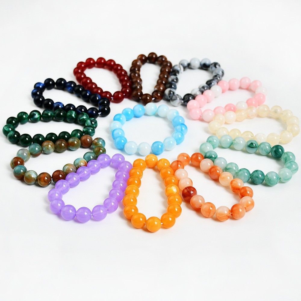 Wholesale New Chinese Style Color Imitation Jade Beaded Bracelet for Women, Versatile Niche Hand Jewelry Wholesale Non-Fading Cultural Toy Bracelet