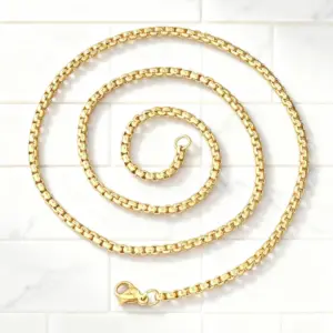 Wholesale Versatile Simple Box Chain Necklace DIY Basic Edition Pearl Chain Jewelry Neutral Style Stainless Steel Electroplated Square