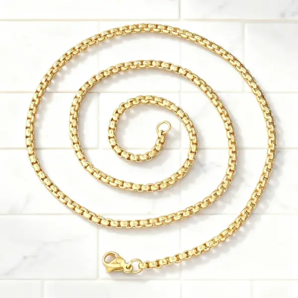 Wholesale Versatile Simple Box Chain Necklace DIY Basic Edition Pearl Chain Jewelry Neutral Style Stainless Steel Electroplated Square