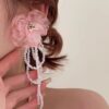 oly-d9815a9270b68c36e08959ee809dde6c Wholesale Pollen ~ Retro Flower Crystal Tassel Earrings Advanced Fairy Temperament Niche Design Holiday Style Exaggerated Earrings