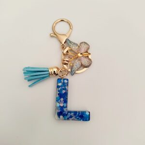 Blue letter keychain pendant/L