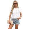 Wholesale spring and summer round neck loose short sleeve T-shirt jacquard jacket vest women