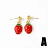 Wholesale 1 Pair Modern Style Simple Style Fruit Plating Inlay Copper Zircon 18K Gold Plated Earrings