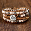 oly-d99730171b19237712e6baa8162f244f Wholesale Accessories Hand-woven Pink Zebra Stone Beaded Bracelet Retro Bohemian Multi-layer Bracelet for Women