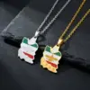 oly-d99b42c01563575bd9751bbe92f6c293 Wholesale Independence Day Map Pendant Necklace For Unisex Featuring 304 Stainless Steel With 18K Real Gold Plated 0.03µm Thickness Cable Chain