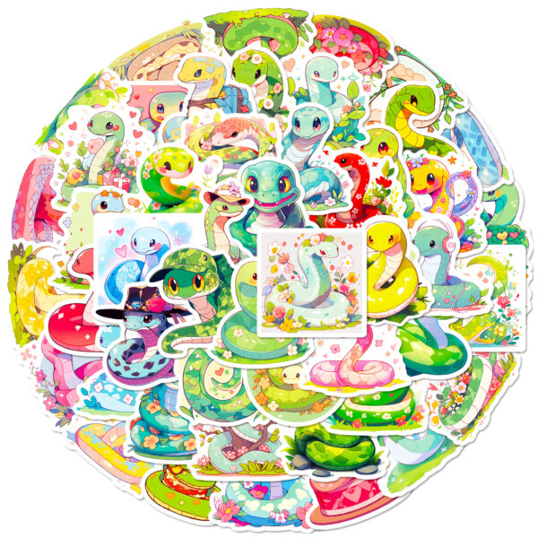 oly-d9af9e9b805b3b9e2ec54ea6a6a492f8 Wholesale Sell 50 cute cartoon snake stickers reptile cartoon snake personality graffiti stickers