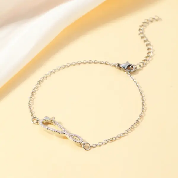 Wholesale 1pc Simple Fashion Bowknot Heart Anchor ECG Infinity Symbol Pendant Bracelet, Suitable For Daily Wear On Dates