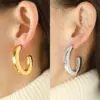 Wholesale 304 Stainless Steel C Shape Oval PVD Coated Real Gold Plated 18K Gold Simple Style Waterproof Non Tarnish Plating Ear Studs