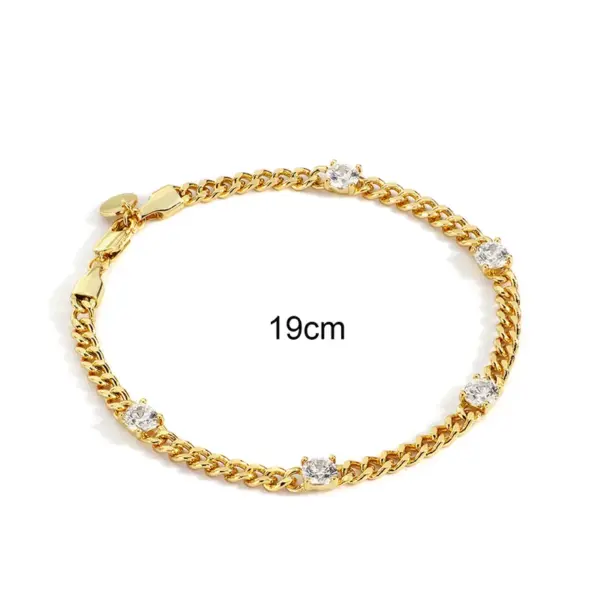 Wholesale Handmade Geometric Bracelets For Women Featuring Copper With 18K Real Gold Electroplated And Rhinestone Inlay