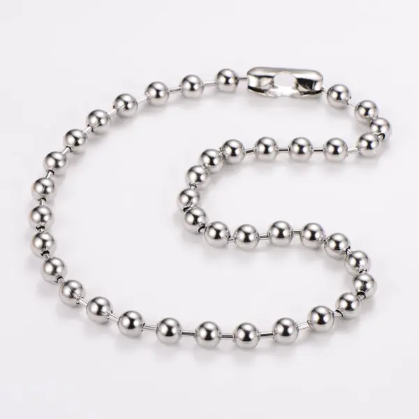 Wholesale AML Trendy Hip-Hop 304 Stainless Steel 10mm Round Bead Chain 18k Gold Plated Bracelet Necklace Set