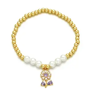Wholesale Copper Simple Style Beaded Heart Shape Flower Snowflake Bracelets