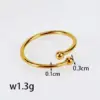 Wholesale 304 Stainless Steel Solid Color Ion Plating (IP) 18K Real Gold Plated Simple Style Classic Style Waterproof Non Tarnish Inlay Gold Open Rings