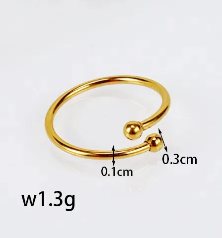 Wholesale 304 Stainless Steel Solid Color Ion Plating (IP) 18K Real Gold Plated Simple Style Classic Style Waterproof Non Tarnish Inlay Gold Open Rings