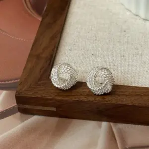 A-1312 Silver Braided Earrings