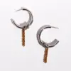 Wholesale 1 Pair Hip-Hop Exaggerated C Shape Lines Plating Brass 24K Gold Plated Bullet Backs Hoop Earrings