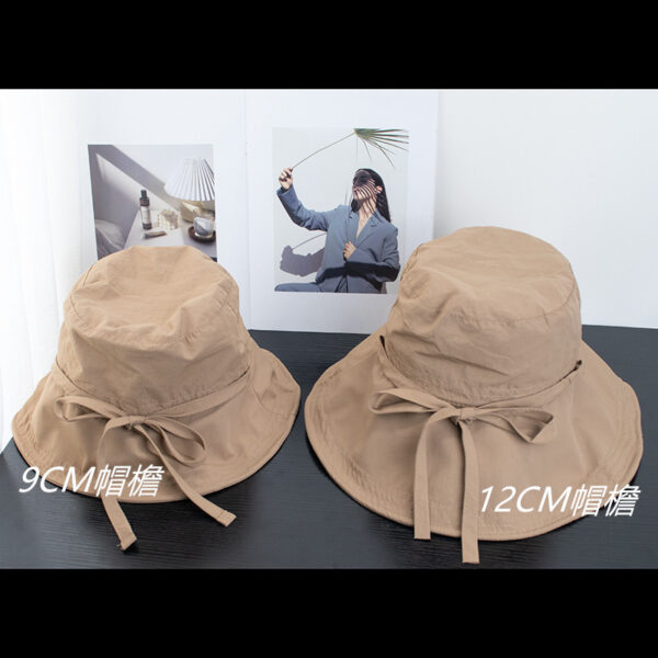 Wholesale Japanese Strap Fisherman Hat Women's Summer Breathable Lightweight Sun Protection Sun Hat All-match Face Showing Small Bow Basin Hat