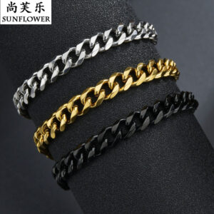 oly-da17d4fd365427159116a8c498e5e677 Wholesale Hip-Hop Stainless Steel Fashionable Six-Sided Cuban Chain Style Simple Titanium Steel Bracelet for Men