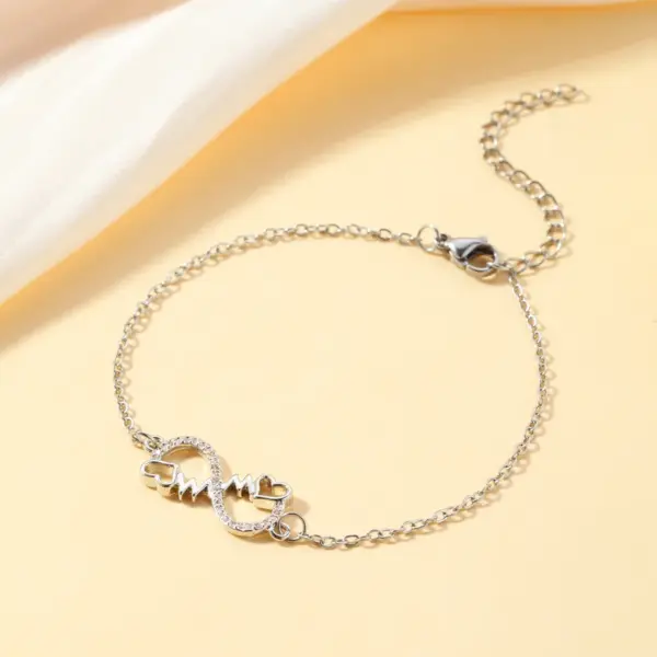 Wholesale 1pc Simple Fashion Bowknot Heart Anchor ECG Infinity Symbol Pendant Bracelet, Suitable For Daily Wear On Dates